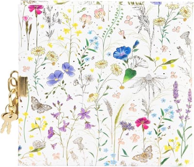Dagboek met slot - Kinderdagboek Notitieboek - Gedachten Vastleggen - Wildbloemen patroon - 165 x 165 cm - Wit