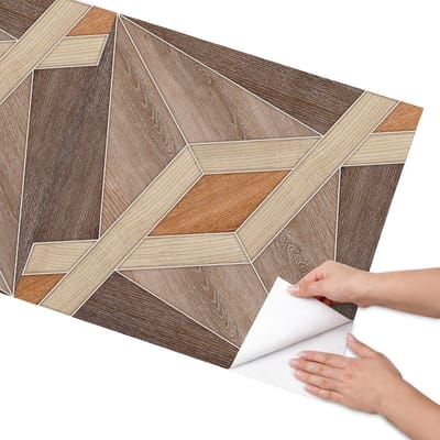 Coloray Meubel Wrap Folie - Bruin Meubelfolie - 65x130 cm - Plakfolie Meubels Houten patronen - Decoratiefolie Zelfklevend - Geometrische Meubelfolie - Meubelfolie Zelfklevend - Badkamer decoratie - Geometrie