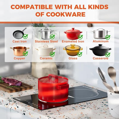 Keramische Kookplaat - Elektrisch Kookveld - Snel Koken - Kinderveiligheid Functie - 30 cm - Zwart