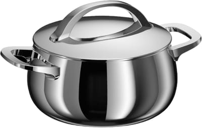 BergHOFF Home Kookpan 18 cm - Rvs Kookpot met Deksel - Geschikt voor Inductie en Alle Warmtebronnen - PFAS-Vrije-Kasserol - Oven- en Vaatwasserbestendige Pot - 2,8 L - Stellar Steel