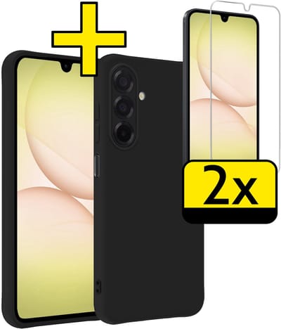 Hoesje - Met 2x Screenprotector - Geschikt voor Samsung Galaxy A17 - Sterk & Shockproof - Back Cover - Siliconen Case - Telefoon Hoes - Telefoonhoesjes - Zwart