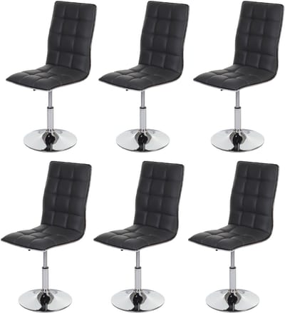 Set van 6 eetkamerstoelen MCW-C41, keukenstoel, in hoogte verstelbaar draaibaar, kunstleer MVG-gecertificeerd ~ grijs