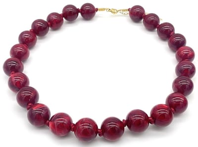 Ketting met acryl kralen - bordeaux - 47-55 cm