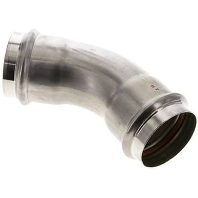45 graden L-Perskoppeling - 54mm Persmof - RVS