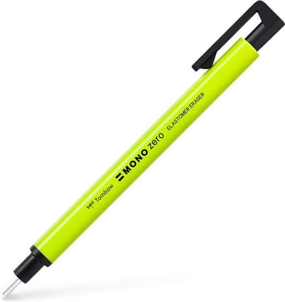Tombow Mono Zero - Gumvulpotlood - Ronde gum - 2,3 mm - Precisie Wissen - Neon Geel