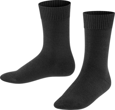 FALKE Comfort Wool eenkleurig wol sokken kinderen zwart - maat 27-30