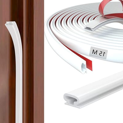 Afdichtingstape voor deuren - rubberen schuimafdichtstrip - geluidsisolerende afdichtingstape - 9 mm (B) x 6 mm (D) - zelfklevend (15 m wit)