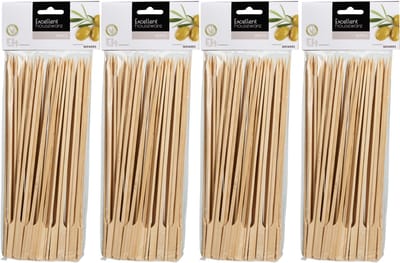 Excellent Houseware BBQ Sate/spiesjes prikkers - 200x - bamboe hout - 25 cm - spiezen - satestokjes