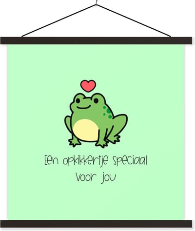 Posterhanger incl. Poster 60x60 cm - Schoolplaat - Sterkte - Quotes - Dieren - Opkikker - Textielposter - Zwarte latten