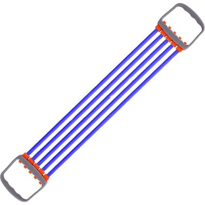 Ensemble d'entraînement complet du corps Expandeur de poitrine avec 5 bandes de résistance amovibles pour Pilates Pompes Entraînement musculaire Renforcer bleu