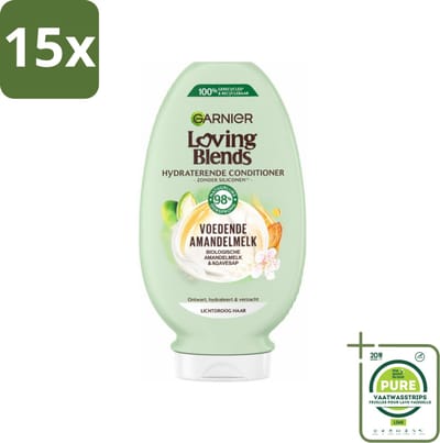 15 x Garnier Loving Blends Voedende Amandelmelk Conditioner 250 ml - Grootverpakking - Lichtdroog Haar - Voedende Conditioner - Amandelmelk - Biologisch Haarverzorging - Natuurlijke Ingrediënten