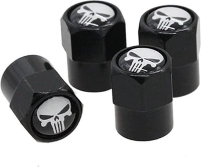 Boutique house Autoband ventieldopjes - auto banden dopjes - 4 stuks - zwart/wit