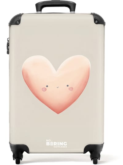 NoBoringSuitcases.com® - Kinderkoffer meisje - Kindertrolley meisjes - Hart in pastel kleuren - Handbagage koffer lichtgewicht - Reiskoffer trolley kinderen - Rolkoffer met wieltjes - Past binnen 55x40x20 en 55x35x25