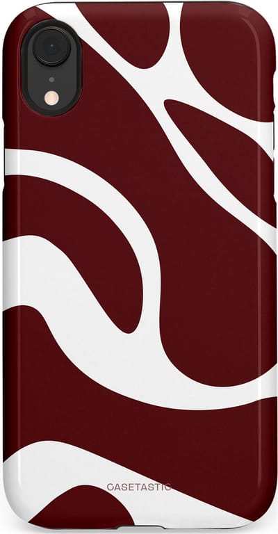 Casetastic Hoesje Geschikt voor Apple iPhone Xr - Stijlvolle Beschermende Duo-layer Case - Bordeaux Swirl