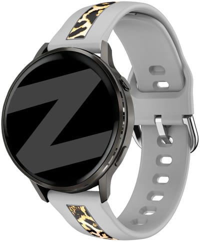 Bandz Siliconen 'Leopard' dual bandje geschikt voor Samsung Galaxy Watch 7 (40/44mm) / Galaxy Watch 6 (Classic) / Galaxy Watch 5 (Pro) / Galaxy Watch 4 / 3 / FE / Polar Ignite 3-2 / Pacer / Unite / Huawei GT3 - GT2 / Amazfit GTS 4-3-2 (Lichtgrijs)