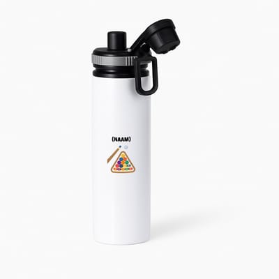 Hacebo® - Biljart met eigen naam waterfles met draaidop grijs - Biljart - Biljarter - Sport - water fles - 850ML
