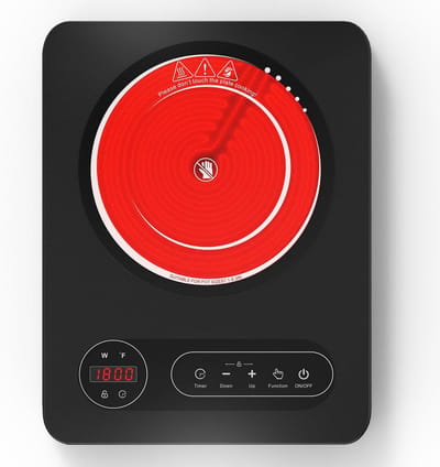 Keramische Kookplaat - Enkele Brander - 2000W - 10 Vermogensniveaus - LED-Touchscreen met 4-uurs Timer