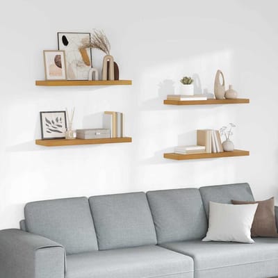 vidaXL - Wandplank - 4 - st - Beige - 80 - x - 23,5 - x - 3,8 - cm - Bewerkt - hout