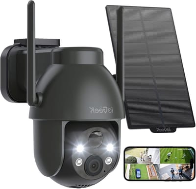 Draadloze Buitencamera - Bewakingscamera met Zonnepaneel - Veiligheid Thuis - 360 Graden PTZ - 2K Resolutie - Wit