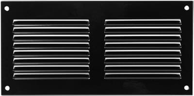 Ventilatierooster Zwart Metaal 200x100mm met Muggenhor - Ventilatieafdekking