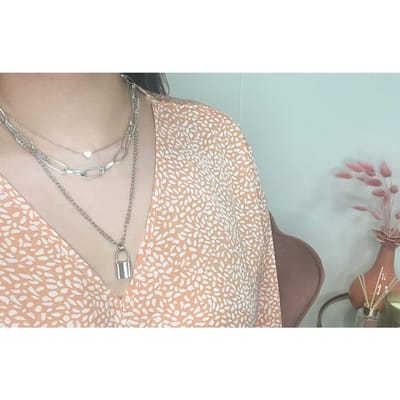 Laagjes ketting slotje & hartje | zilver gekleurd