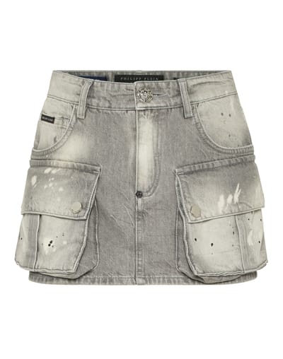 Denim Cargo Mini Skirt