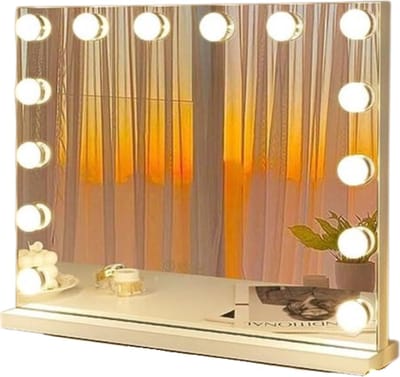 Kaptafel Met Spiegel & Lampen - Visagie Tafel Met Verlichting