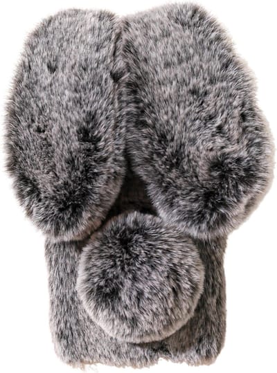 Casies Bunny telefoonhoesje - Geschikt voor Apple iPhone SE (2022 / 2020) / 8 / 7 - Grijs - konijnen hoesje soft case - Pluche / Fluffy