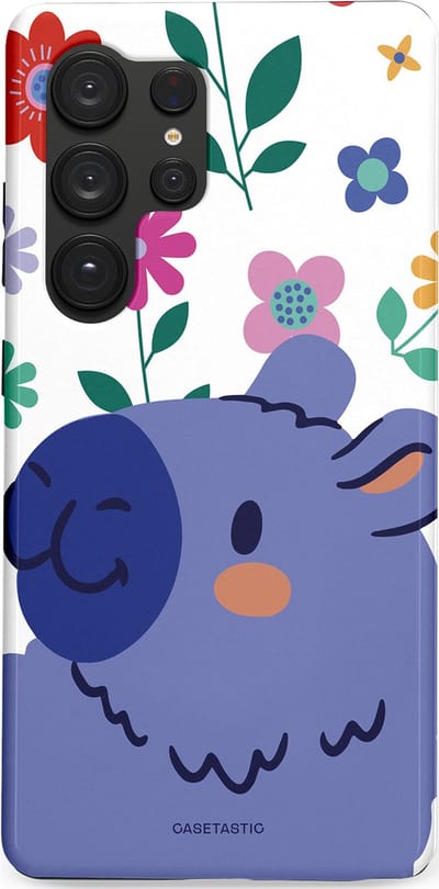 Casetastic Hoesje Geschikt voor Samsung S25 Ultra - Stijlvolle Beschermende Duo-layer Case - Capibara Bloempje Blauw