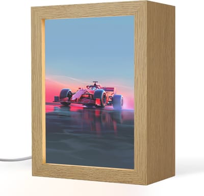 Nachtlampje 15x20 cm - Kinder lampje - Formule 1 - Race - Auto - Jongens - Tafellamp kinderkamer - Slaapkamer lamp - Bedlamp kinderen - Kinderlampje stopcontact - Wandlamp babykamer - Nachtlampjes
