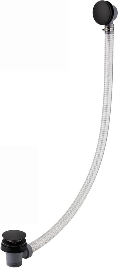 Badafval en Overloop - Badplug Afvoer - Badkamer Afvoer - Stevige Kunststof Pipping - 15 inch - Mat Zwart