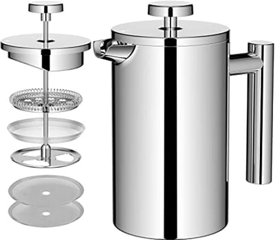 Koffiemaker French Press 0,65 liter - Dubbelwandige Roestvrijstalen Koffiebereider voor 3 Kopjes - Thermo Koffiepers