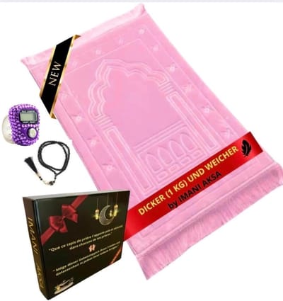 Luxe Gebedskleed Rosé - Extra Zacht & Comfortabel met 99-Kralen Tesbih