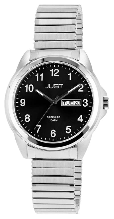 JUST herenhorloge Edelstahl van Edelstahl met datum- en dagweergave, 10 ATM
