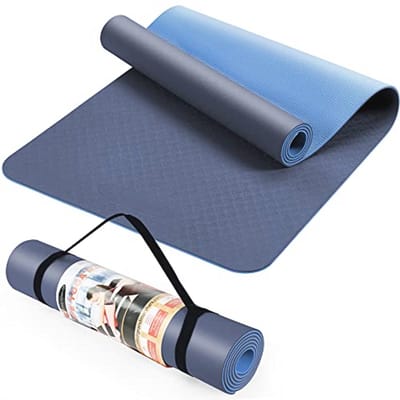 Yogamat - Oefenmat - Thuis sporten - Milieuvriendelijk TPE materiaal - 183 x 61 cm - Dubbel Blauw