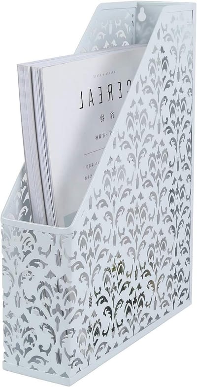 A4 Magazine Collector en Document Organizer van Metaal, Ideaal voor Bureau en Papieren, Wit