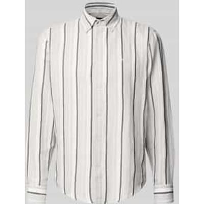 BOSS Relegant Overhemd Linen Blend Streep - Maat XL - Heren - Overhemden Casual