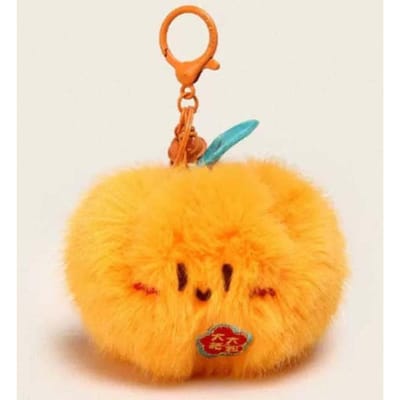 Dagelijkse Zachte Afpelbare Fruit Sleutelhanger Doerian Mangosteen Creatieve Mandarijn Sleutelhanger Schattige Polyester Pluche Poppetje Hanger Studenten oranje