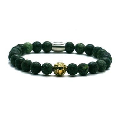 IbizaMen - Heren armband - legergroen - goud - RVS