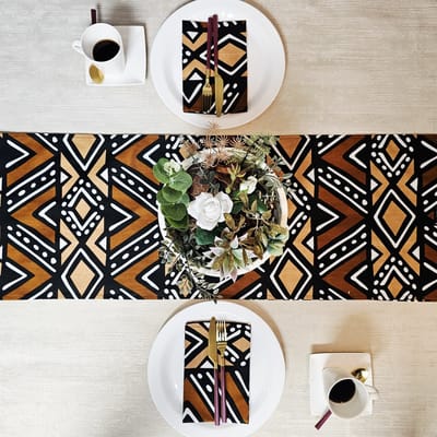 Tafelloper 160x35cm met Servetten Set van 8 | Gemaakt van 100% Afrikaanse Print Stof