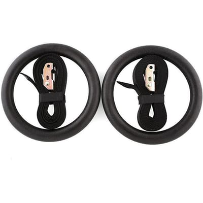 Anneaux de gymnastique en ABS de 28 mm Anneaux de fitness pour tractions Entraînement de la force corporelle Crossfit Entraînement Taille réglable Noir