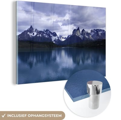 ® Glasschilderij 180x120 cm - Schilderij acrylglas - Meer - Zuid-Amerika - Bergen - Foto op glas - Muurdecoratie woonkamer - Wanddecoratie slaapkamer - Schilderijen