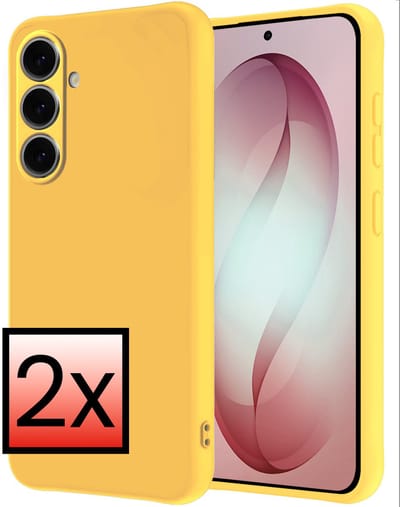Hoesje - 2 Stuks - Geschikt voor Samsung Galaxy S26 - Sterk & Shockproof - Case Siliconen - Back Cover - Telefoon Hoes - Geel