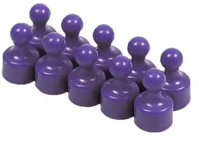 TLVX 10 stuks Sterke Pion Magneten Paars 12 x 20mm / Magnetisch / Foto magneet / Koelkast / Whiteboard magneten / Speel en leer magneetjes / School / Boodschappenlijst / Memo / Notitie / Sleutel / Kantoor / Schoolbord / Paarse Magneten