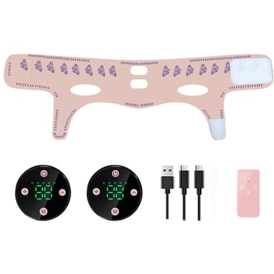 EMS Gezichtsvormend Masker Hoofdmassage V-lijn Lifting Vormend Masker Gezichtsslankende Band Elektrisch USB Opladen Vermindert Onderkin beige
