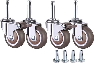 Zwenkwiel Set - Meubelwielen - Meubels Verplaatsen - Met en zonder rem - 2 Inch - Bruin