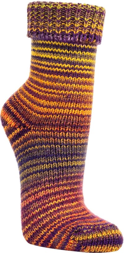 Schitterende kleuren Scandinavische warme sokken – 2 paar - voelt als zelf gebreid – kleur geel / lila - maat 35/38