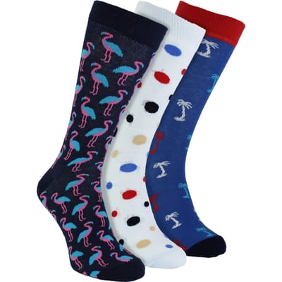 HS by Happy Socks - Heren 3-pack Noviteit Zomer Vibes Dress Socks - Palm Bomen