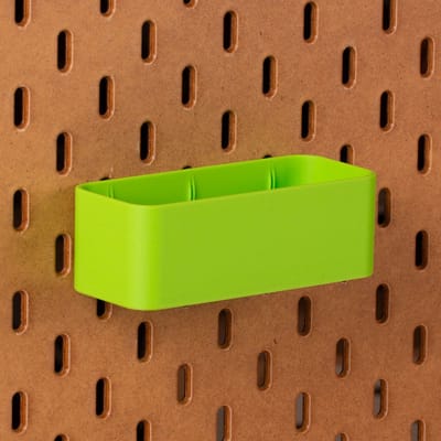 Standaard bakje voor Ikea Skadis pegboard 12x5x4 cm - Groen - Met tussenschotjes - Opberger