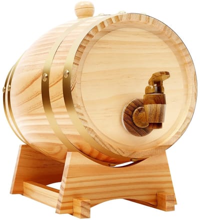 Dailygoods - Houten Wijnvat 3L met Tapkraan - Vintage Drankdispenser